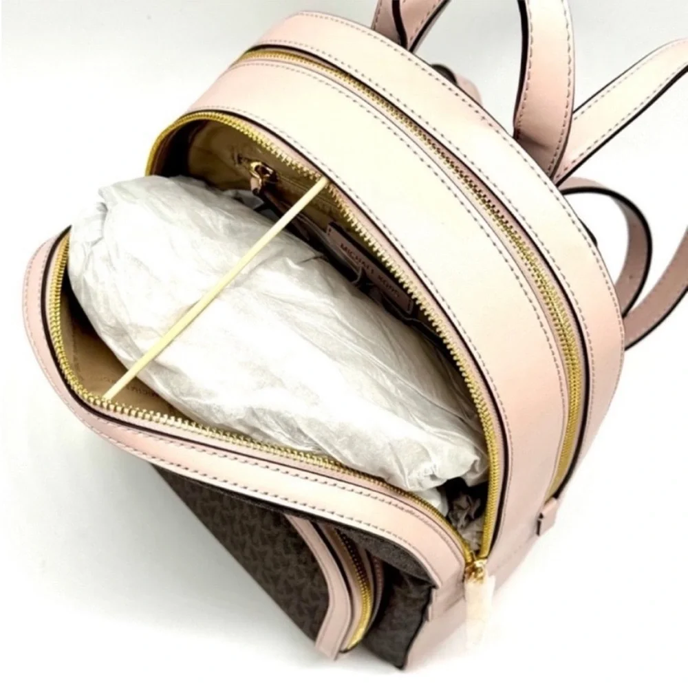 Michael Kors Jaycee Medium Logo Backpack & Matching Trifold Wallet Powder Blush - Picture 9 of 13